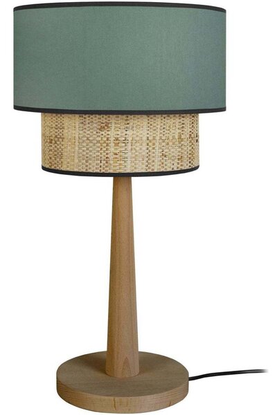Lampade d’ufficio Tosel lampada da comodino tondo legno scuro e verde