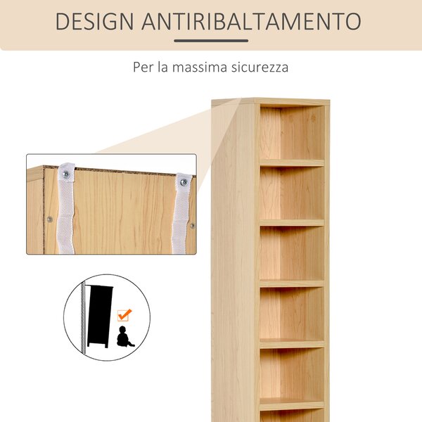 Homcom Scaffale Porta CD Set di 2 Pezzi con 6 Ripiani 102 CD da Casa in Legno MDF  Legno Naturale