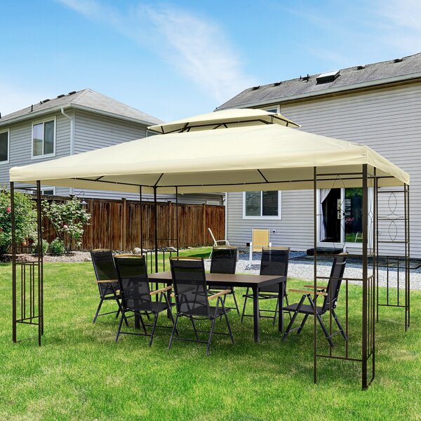 Gazebo da Giardino 300x400x270 cm Struttura in Metallo Telo Impermeabile Color Crema