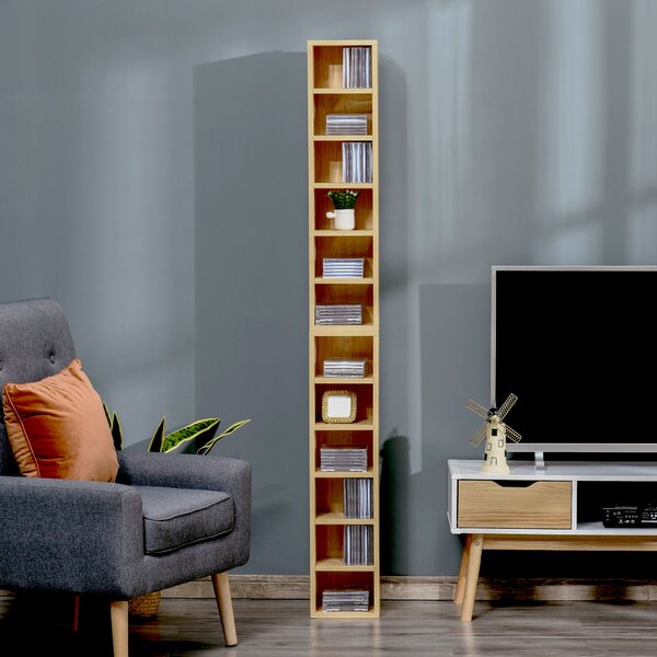 Homcom Scaffale Porta CD Set di 2 Pezzi con 6 Ripiani 102 CD da Casa in Legno MDF  Legno Naturale
