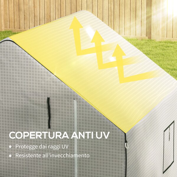 Outsunny Copertura PE per Serra da Giardino con Porta a Cerniera e Finestre, 140x143x190cm, Bianco | Aosom Italy