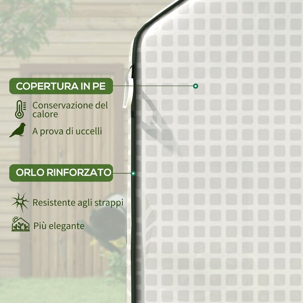 Outsunny Copertura PE per Serra da Giardino con Porta a Cerniera e Finestre, 140x143x190cm, Bianco | Aosom Italy