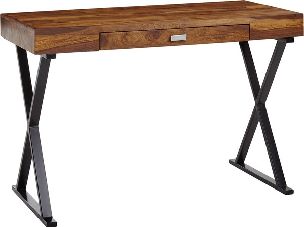 Scrivania 120x55x78 cm in legno massiccio di sheesham / metallo nero | Wohnling
