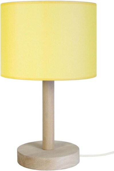 Lampade d’ufficio Tosel lampada da comodino tondo legno naturale e giallo