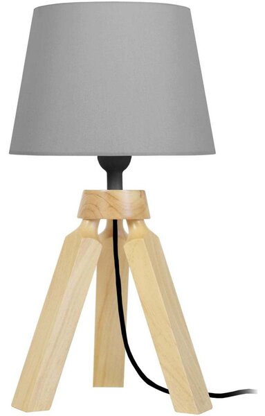 Lampade d’ufficio Tosel lampada da comodino tondo legno naturale e grigio