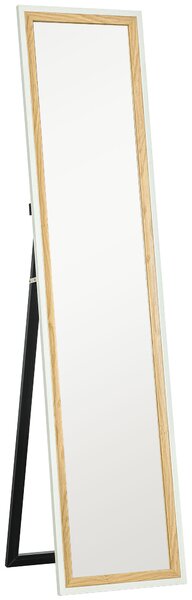 HOMCOM Specchio da Terra a Figura Intera con Cornice Effetto Legno 157 x 37 cm, Bianco | Aosom Italy