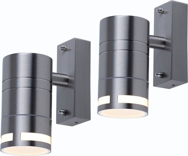 Set di 2 lampade da parete LED RGB, telecomando, acciaio inox, vetro