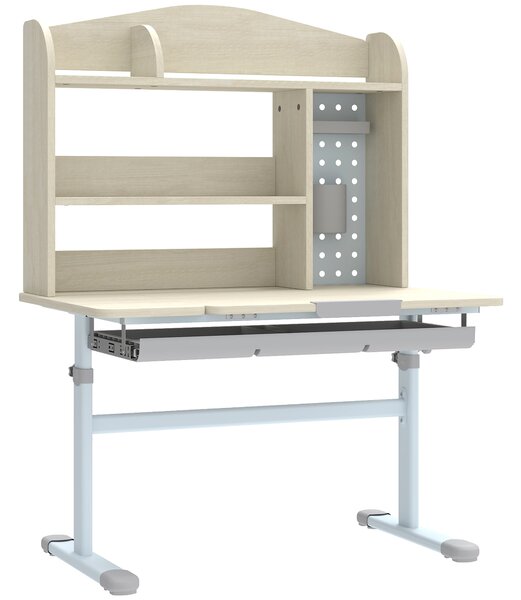 AIYAPLAY Scrivania per bambini, regolabile in altezza con piano inclinabile, 80 x 51 x 108,5-130,5 cm, Legno naturale | Aosom Italy