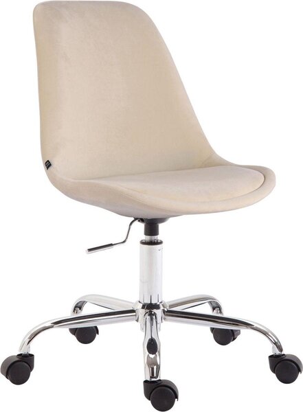 Sedia da ufficio in velluto - Seduta ergonomica e regolabile in altezza - Design moderno | Colore: crema