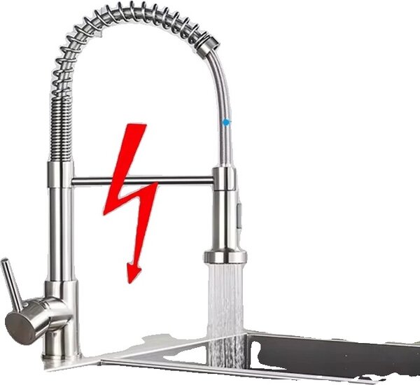 Miscelatore da cucina a bassa pressione, acciaio inox, funzione girevole a 360 gradi, nichel spazzolato DY B