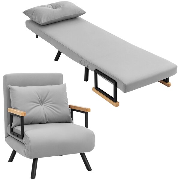 HOMCOM Poltrona Letto Pieghevole 4 in 1, Schienale Regolabile a 5 Livelli e Cuscino 63x73x81 cm Grigio | Aosom Italy