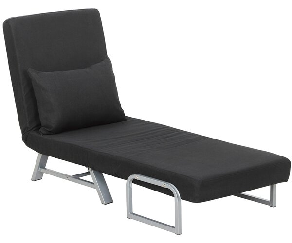HOMCOM Poltrona letto, reclinabile, con Cuscini lombari e braccioli, Piedi in metallo, rivestimento in tessuto effetto Lino, Nero | Aosom Italy