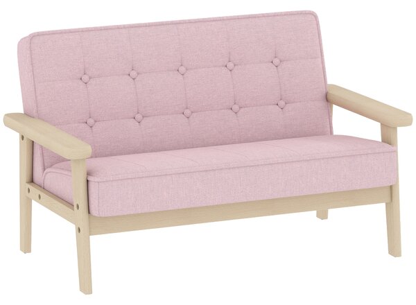 AIYAPLAY Divanetto per bambini, divanetto con telaio in legno, effetto velluto, imbottito, per bambini dai 3 ai 15 anni Rosa | Aosom Italy