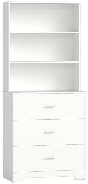 HOMCOM Libreria a 6 Livelli con 3 Cassetti e 3 Ripiani Aperti, Armadio Alto per Soggiorno Studio Ufficio, 79x39,5x182,2 cm, Bianco | Aosom Italy