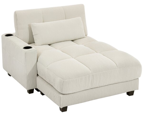 HOMCOM Poltrona letto con cuscino e porta-bicchiere, in schiuma, Bianco crema | Aosom Italy