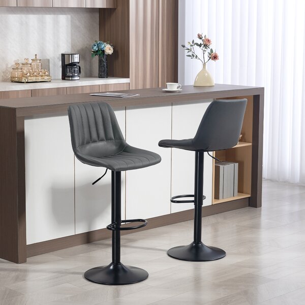HOMCOM Set da 2 sgabelli da bar dal design retrò, con poggiapiedi, altezza regolabile, 43 cm x49,5 cm x 111 cm | Aosom Italy
