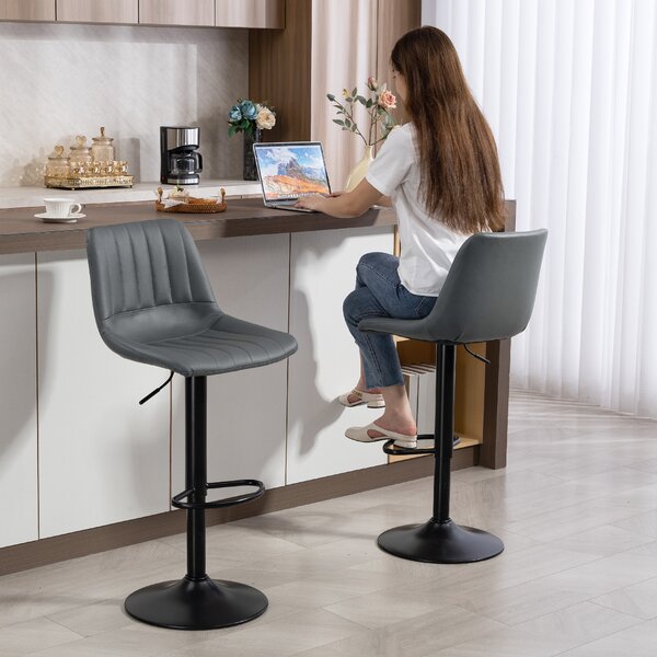 HOMCOM Set da 2 sgabelli da bar dal design retrò, con poggiapiedi, altezza regolabile, 43 cm x49,5 cm x 111 cm | Aosom Italy