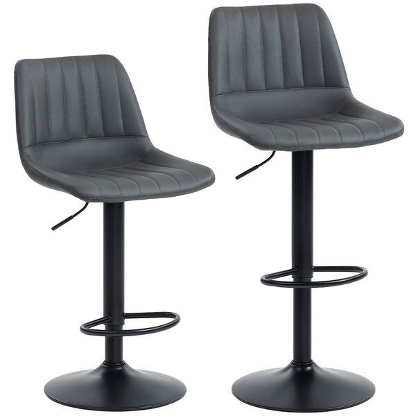 HOMCOM Set da 2 sgabelli da bar dal design retrò, con poggiapiedi, altezza regolabile, 43 cm x49,5 cm x 111 cm | Aosom Italy
