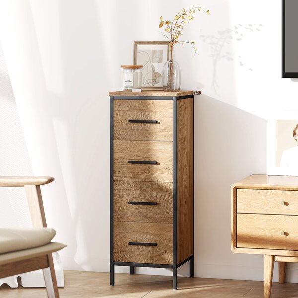HOMCOM Armadietto bagno, 4 cassetti, compatto, stile industriale, pannello truciolare, metallo | Aosom Italy