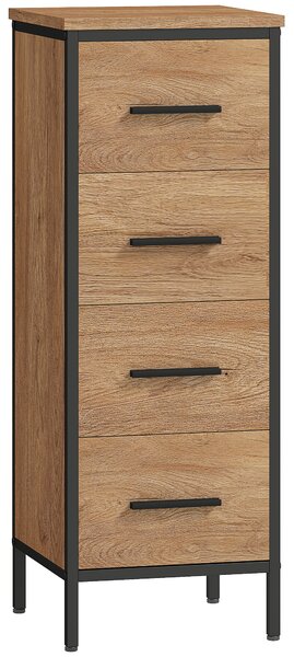 HOMCOM Armadietto bagno, 4 cassetti, compatto, stile industriale, pannello truciolare, metallo | Aosom Italy