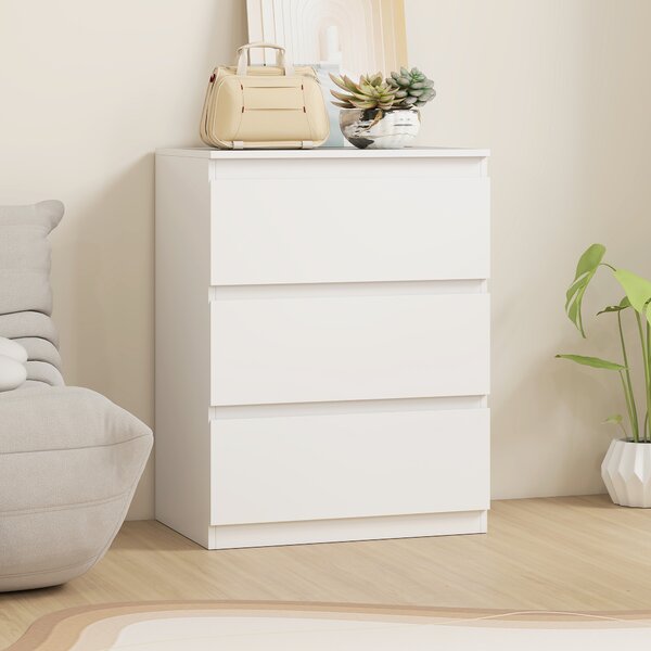 HOMCOM Cassettiera con 3 cassetti, in truciolato, 60cm x 40cm x 79cm Bianco | Aosom Italy