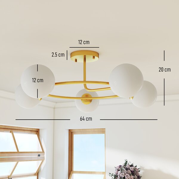 HOMCOM Lampadario moderno, a 5 luci con portalampade G9, Oro e bianco | Aosom Italy