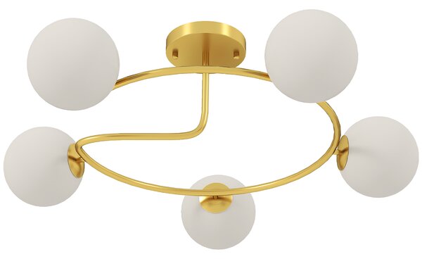 HOMCOM Lampadario moderno, a 5 luci con portalampade G9, Oro e bianco | Aosom Italy