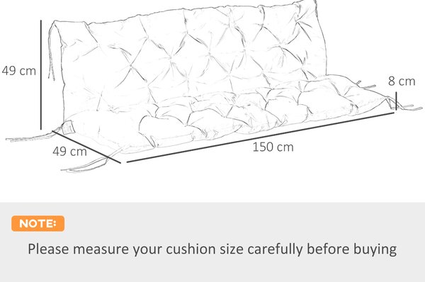 Outsunny Cuscino da Giardino in Stile Capitonné con 6 Lacci, in Cotone e Poliestere, 150x98x8 cm, Blu Scuro | Aosom Italy