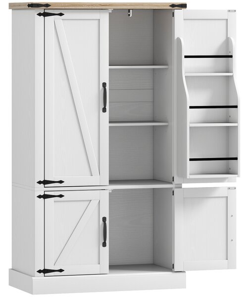 HOMCOM Credenza da cucina, armadio da cucina con 4 ante, 6 portaspezie e ripiani regolabili, 76,3 x 40 x 136 cm, bianco | Aosom Italy