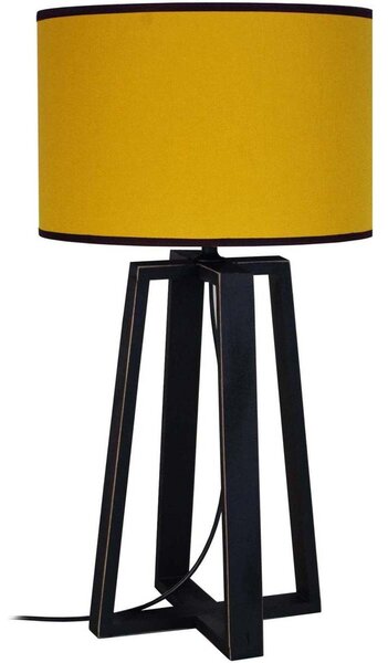 Lampade d’ufficio Tosel lampada da comodino tondo legno nero e giallo