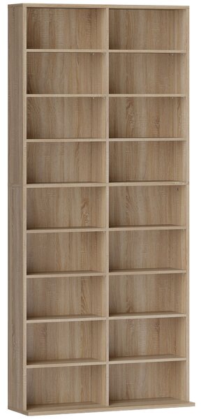 HOMCOM Scaffale CD/DVD 9 livelli con 18 scomparti e ripiani regolabili, Legno naturale | Aosom Italy