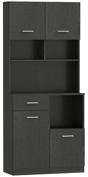 HOMCOM Mobile cucina, credenza con cassetto, ante con chiusura ammortizzata, 80 x 35 x 180 cm, Nero | Aosom Italy