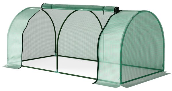 Outsunny Serra a Tunnel da giardino in Acciaio con Copertura copertura in plastica, 200x100x80 cm, Verde | Aosom Italy