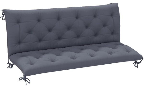 Outsunny Cuscino da Giardino in Stile Capitonné con 6 Lacci, in Cotone e Poliestere, 150x98x8 cm, Grigio Scuro | Aosom Italy