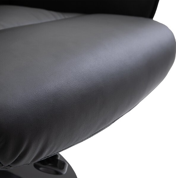 HOMCOM Poltrona Relax Girevole a 360° in Metallo e Finta Pelle, con Poggiapiedi, Schienale Regolabile, Nero | Aosom Italy