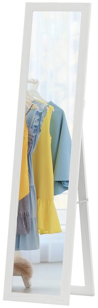 HOMCOM Specchio da terra, a figura intera con supporto, autoportante o da parete, 37 x 157 cm, Bianco | Aosom Italy