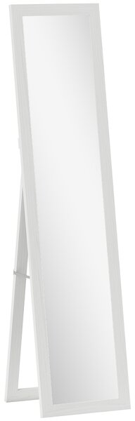 HOMCOM Specchio da terra, a figura intera con supporto, autoportante o da parete, 37 x 157 cm, Bianco | Aosom Italy