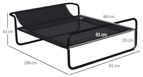 PawHut Lettino per Cani Rialzato con Poggiatesta Interno ed Esterno, 106x81x33 cm, Nero | Aosom Italy