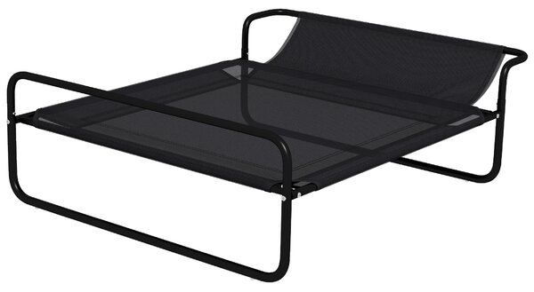 PawHut Lettino per Cani Rialzato con Poggiatesta Interno ed Esterno, 106x81x33 cm, Nero | Aosom Italy