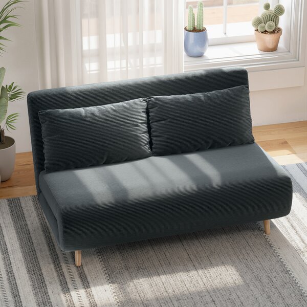 HOMCOM Divano letto, con schienale regolabile in 3 posizioni, tessuto a coste, fino a 120 kg, 141 x 90 x 81 cm, Grigio scuro | Aosom Italy