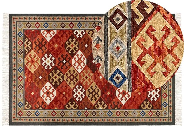 Tappeto in lana multicolore 200 x 300 cm Tappeto Kilim tessuto a mano Design orientale rustico Beliani
