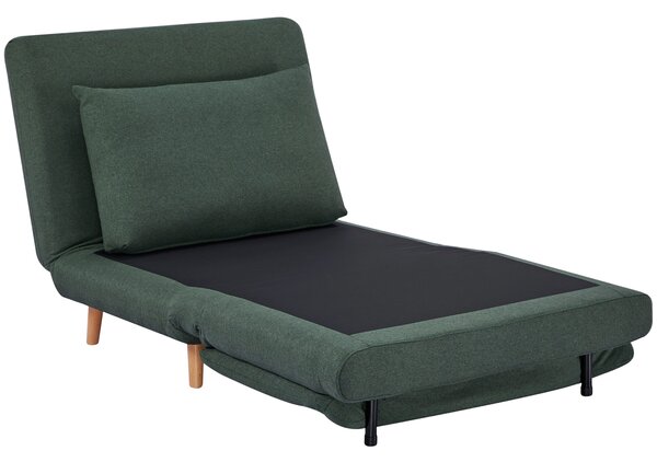 HOMCOM Poltrona letto 3-in-1, reclinabile, con schienale regolabile, gambe in legno di faggio, cuscino, Verde scuro | Aosom Italy