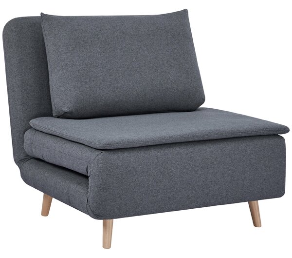HOMCOM Poltrona letto 3-in-1 con funzione letto, chaise longue, schienale regolabile, gambe in faggio, cuscino, Grigio | Aosom Italy