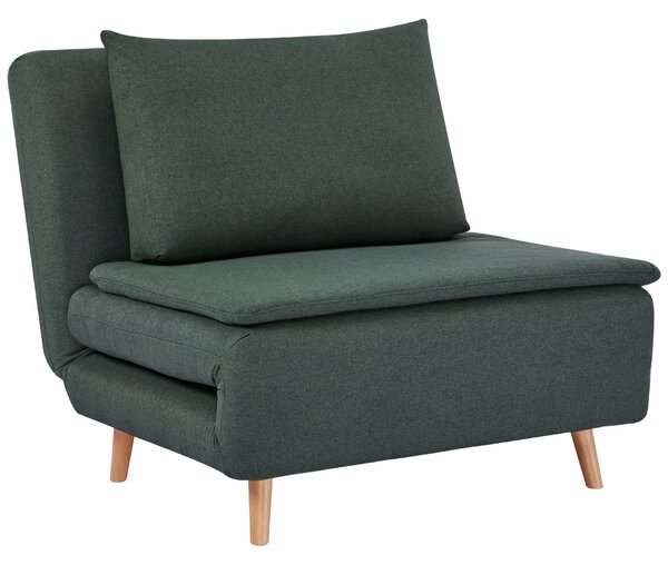 HOMCOM Poltrona letto 3-in-1, reclinabile, con schienale regolabile, gambe in legno di faggio, cuscino, Verde scuro | Aosom Italy