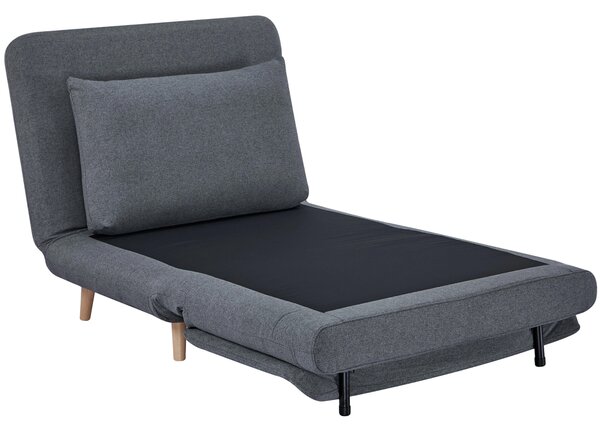 HOMCOM Poltrona letto 3-in-1 con funzione letto, chaise longue, schienale regolabile, gambe in faggio, cuscino, Grigio | Aosom Italy