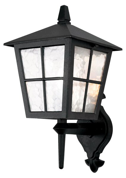 Elstead Lighting Lanterna da parete da esterni struttura alluminio rustica e diffusore in vetro Canterbury Alluminio,Vetro Nero E27 100W 1 Lampadina Lampade da Parete Rustiche Lampade da Parete per Esterno