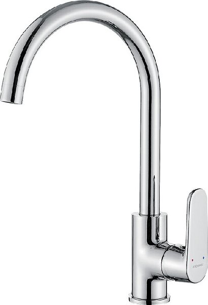 Miscelatore per lavabo a U con bocca d'erogazione argentata Dima