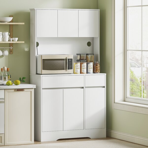 HOMCOM Credenza da Cucina Moderna con 4 Armadietti, 2 Cassetti e Ripiani Regolabili, 100x38x180 cm, Bianco | Aosom Italy