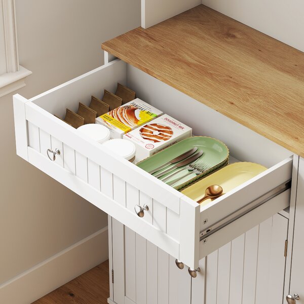HOMCOM Armadio da cucina, con stazione di ricarica, 6 ante, piano di lavoro, portaspezie, 100x40x173cm, bianco | Aosom Italy