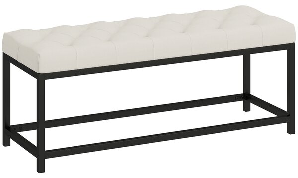 HOMCOM Panca da Letto Imbottita in Velluto Design Capitonné Base in Metallo per Camera Ingresso Soggiorno Crema | Aosom Italy